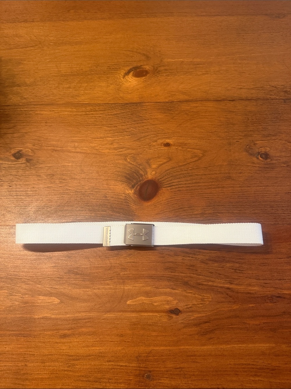 Under Armour White Webbing Belt with Silver Logo Buckle